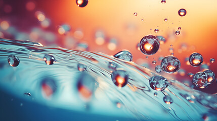 aquatic elegance capturing the beauty of water splashes of the falling drops of water on blur background - obrazy, fototapety, plakaty