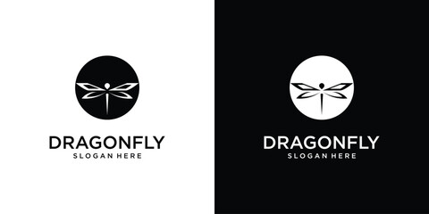 Simple dragonfly logo design with modern style| premium vector