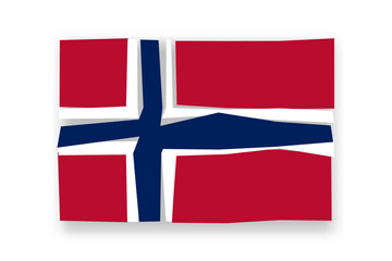 Obraz premium Norway flag - stylish flag mosaic of colorful papercuts. Vector illustration with dropped shadow isolated on white background