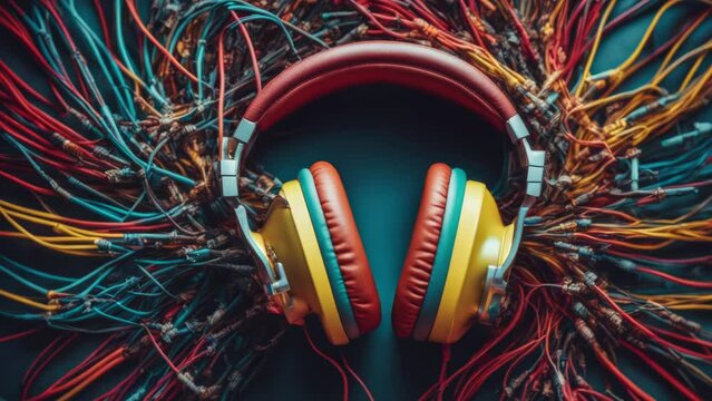 coloured sequence of headphones