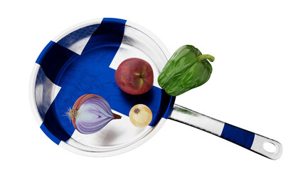 Scottish Flag on Frying Pan with Aromatic Ingredients for Cooking - 767126350