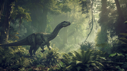 Fototapeta premium dinosaur in jungle 