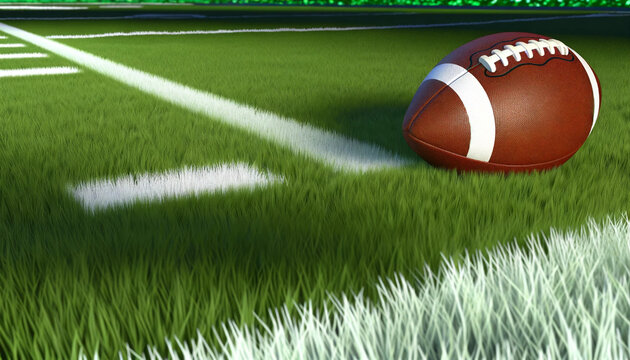 hyper-realistic image showcasing an immaculately detailed and noise-free close-up view of a football field's grass