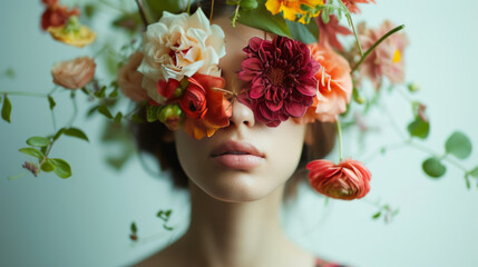 Dreamy Floral Crown on Woman with Closed Eyes