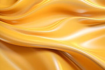 High detailed Close up Gold soft silk fabric clean backround wavy yellow satin texture pattern for walllpaper, background and design art work top view Generative Ai