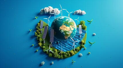 Naklejka premium planet Earth with renewable energy sources