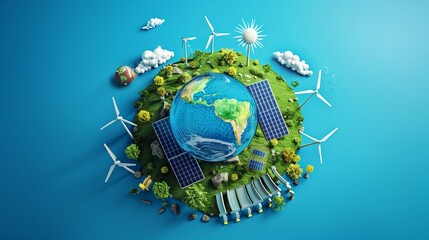 planet Earth with renewable energy sources