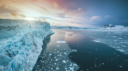 Melting glaciers and the ocean - obrazy, fototapety, plakaty
