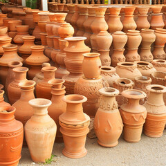 Fototapeta na wymiar Ancient craft and pottery handmade work, vintage effect. High quality photo