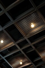 Interior design of modern restaurant ceiling. Steam-punk, pop-art, high-tech, loft design. metal...