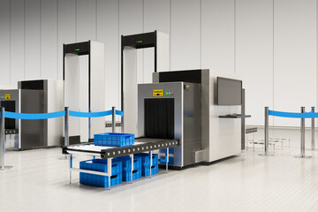 State-of-the-Art Airport Security Checkpoint Featuring Advanced X-ray Scanners