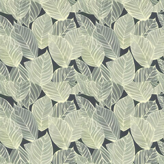 Muted Green Leaf Seamless Background