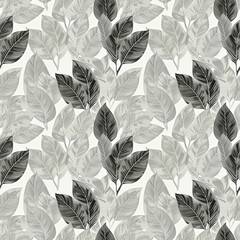 Black and White Botanical Leaf Background