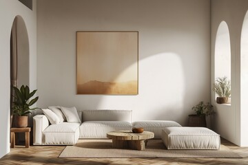 Elegant Living Room with Modern Minimalistic Painting