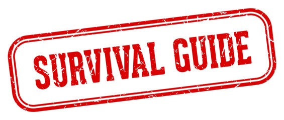 survival guide stamp. survival guide rectangular stamp on white background