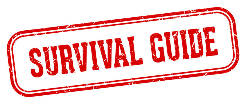 survival guide stamp. survival guide rectangular stamp on white background