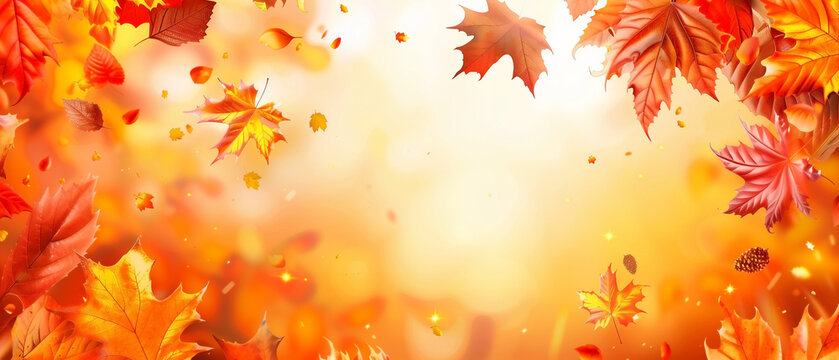 Autumn season concept banner with blankfor advertising or text.