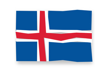Fototapeta premium Iceland flag - stylish flag mosaic of colorful papercuts. Vector illustration with dropped shadow isolated on white background