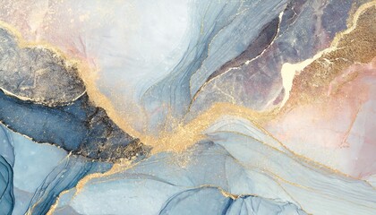 a backdrop in shades of gray showcases the artful beauty of an abstract background created with glamorous alcohol ink multiple layers of blue textures are enhanced with golden foil ornament
