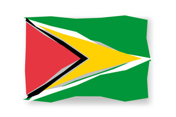 Guyana flag  - stylish flag mosaic of colorful papercuts. Vector illustration with dropped shadow isolated on white background