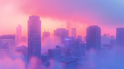 Fototapeta na wymiar 3D pastel animation of a futuristic cityscape, soft hues, dreamlike skyline ,3D render