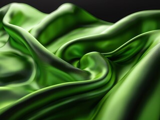 Obraz premium Abstract art on black canvas, vibrant green hues dancing, vivid contrast ,3D render