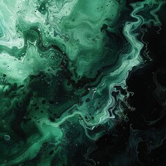 Obraz premium Abstract art with vibrant green splashes on a black canvas, energetic colors ,3D render