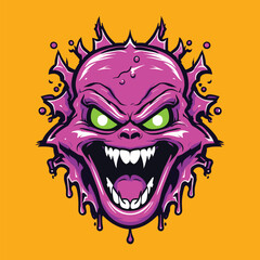 purple slime monster head vector art design