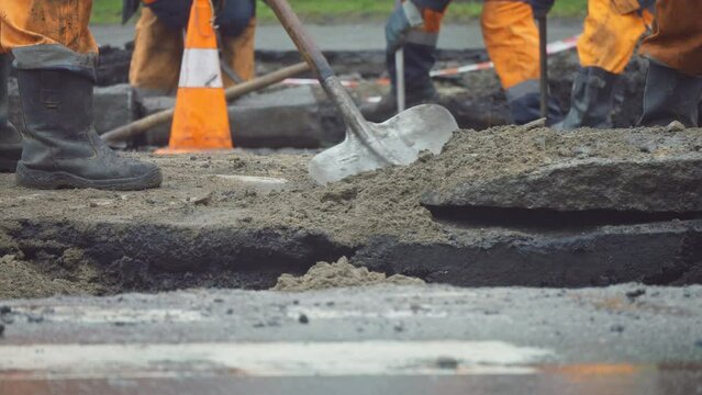 Road repair work city man equipment machine industrial street asphalt