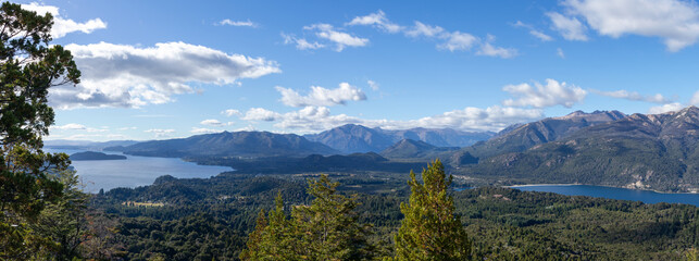 View of the mountains, forests and plants of Circuito Chico, Argentina