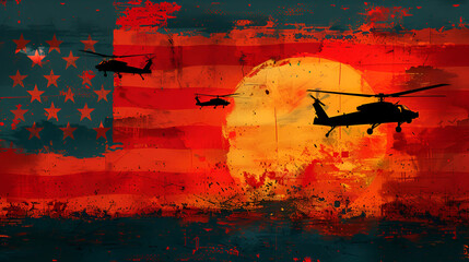  Drawing the American flag with tiny Apache attack helicopter