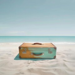 Suitcase adventure travel holiday or vacation concept and empty space for design
