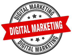 digital marketing stamp. digital marketing label on transparent background. round sign