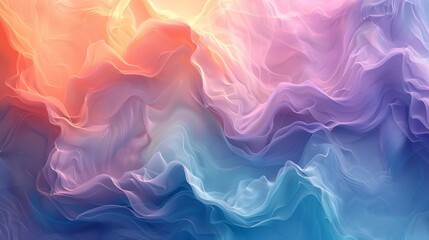 flowing waves rendered in an abstract style with a soft transition of pastel orange to purple hues, conveying calmness and serenity. - obrazy, fototapety, plakaty