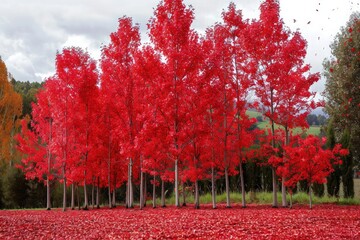Fiery Foliage: Admiring the Blaze of Red Amongst the Trees
