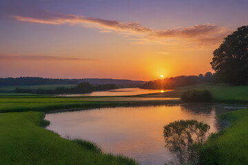 Obraz premium a sunset evening generative ai 