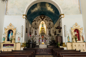 Sao Francisco do Sul, Brazil - September 22th 2023:  Interior of the Igreja Matriz Nossa Senhora da Graça - Main church in the historic center