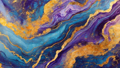 blue and purple marble and gold abstract background texture indigo ocean blue marbling with natural luxury style swirls of marble and gold powder