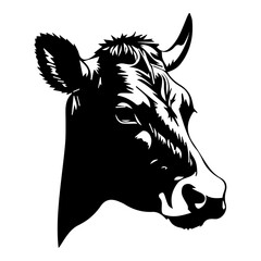 cow head silhouette vector
