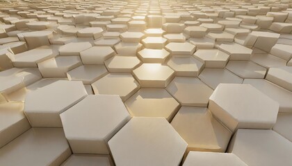white hexagons background pattern 3d rendering