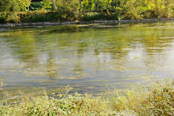 View of the Mincio river in Borghetto, Veneto, Italy