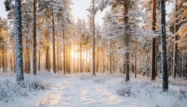 winter forest background with snow