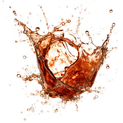 Cola splash isolated on white and transparent background