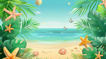 Fototapeta na wymiar summer season background concept with blank space for advertising or text.