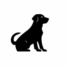 Labrador retriever black icon on white background. Labrador silhouette