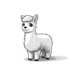 Obraz premium Llama hembra hand-drawn illustration. Llama hembra. Vector doodle style cartoon illustration