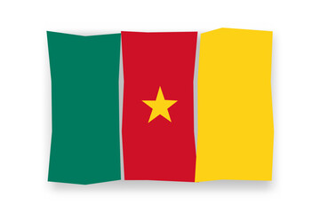 Cameroon flag  - stylish flag mosaic of colorful papercuts. Vector illustration with dropped shadow isolated on white background