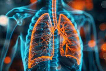 Advancements in Radiographic Imaging for Lung Health  Highlight the latest radiographic technologies for diagnosing and monitoring lung conditions ,3d , ultra clear details, hyper resolution - obrazy, fototapety, plakaty