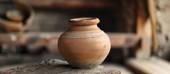 Fototapeta na wymiar Handcrafted Clay Pot Made Without a Wheel