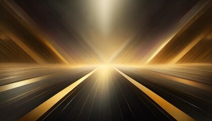 abstract black background with golden lights and rays